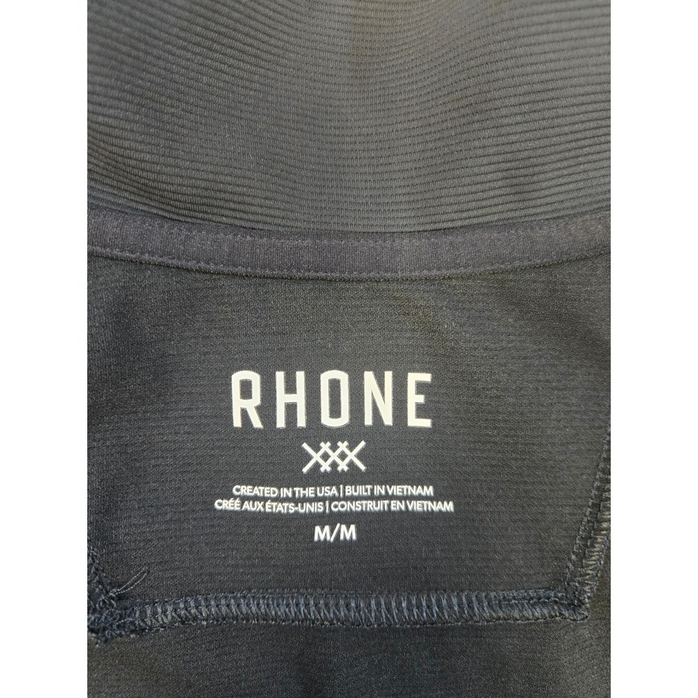 Rhone Mens Links Golf Black V-Neck S/S Polo Shirt Performance Stretch M - Picture 4 of 14